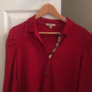 Burberry Red Long Sleeve top.